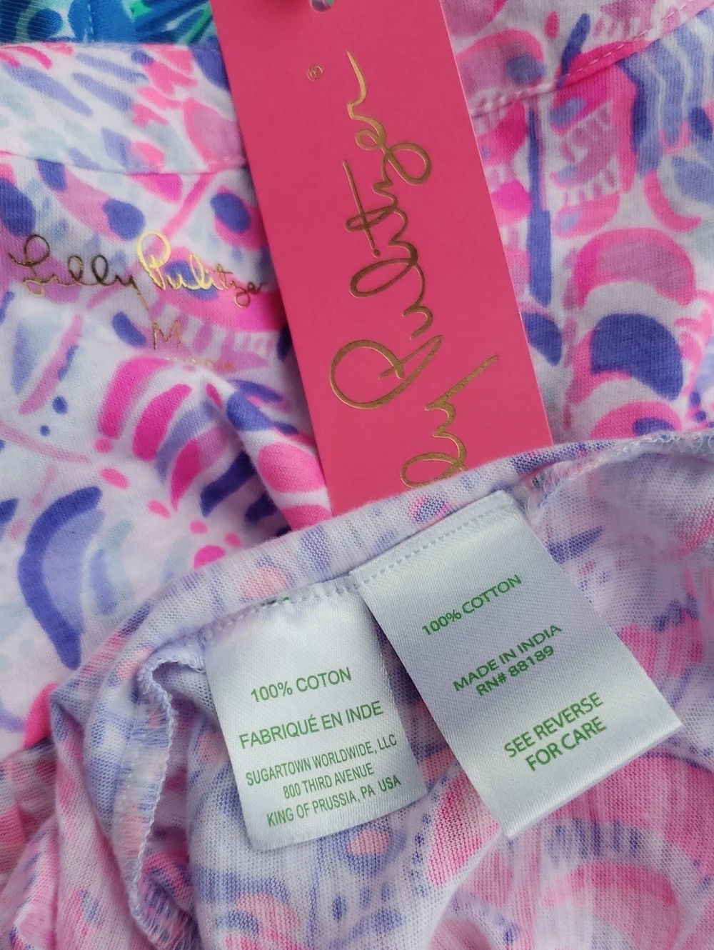 Lilly Pulitzer Sleeveless Pink & Lavender Patterned V-Neck Top New M